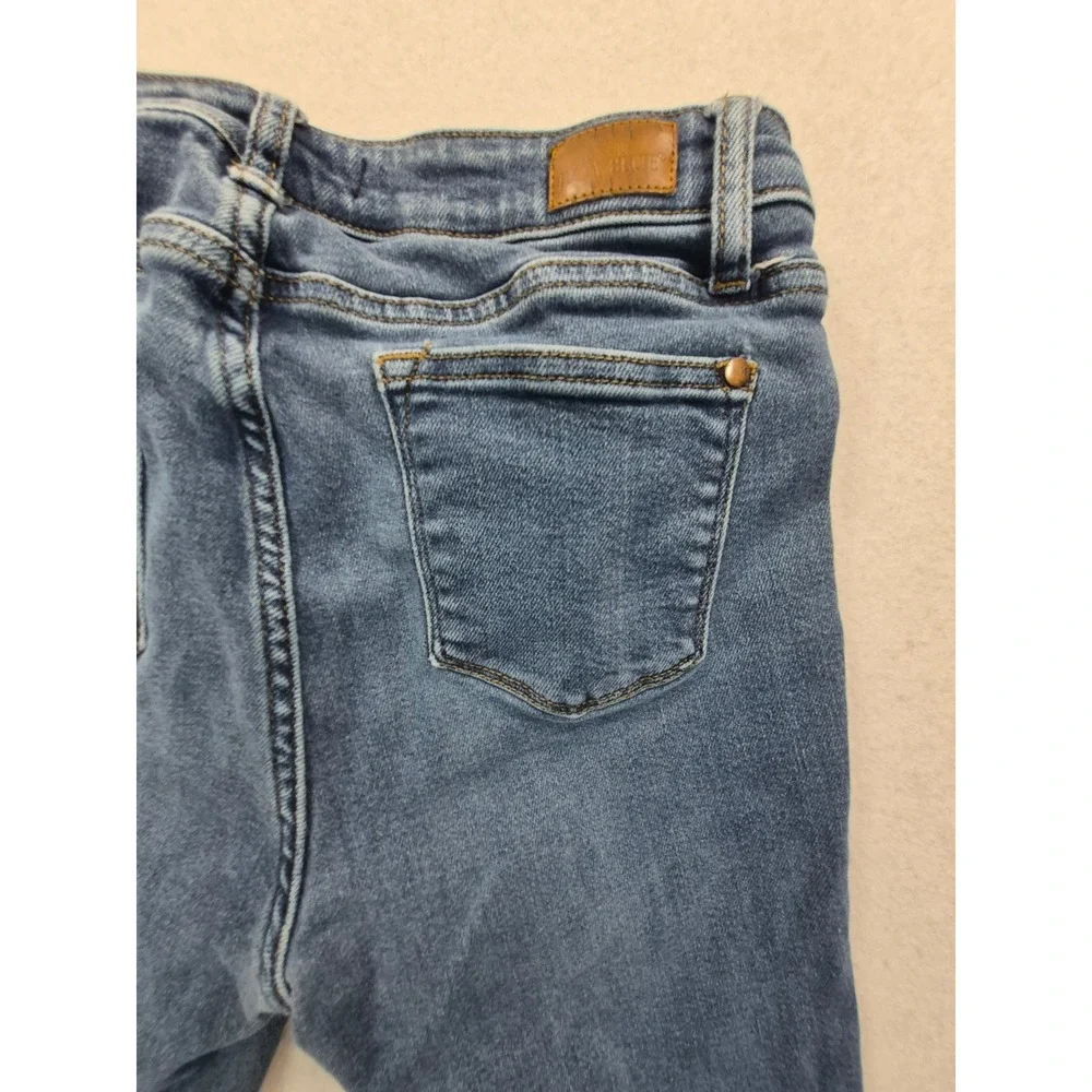 Judy Blue High Rise Skinny Jeans Women's 29 Blue Frayed Shark Bite Hem